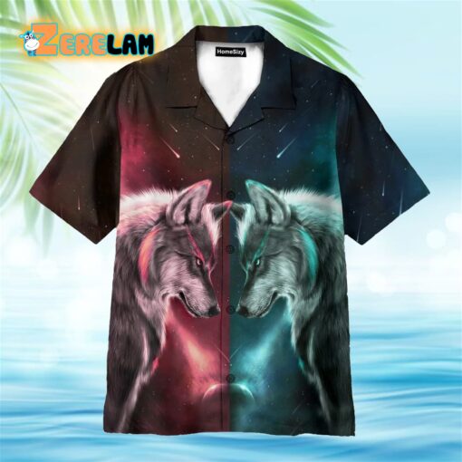 Wolf Spirit In Star Night Hawaiian Shirt