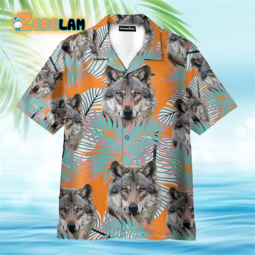 Wolf Tropical Leaves Pattern Hawaiian Shirt