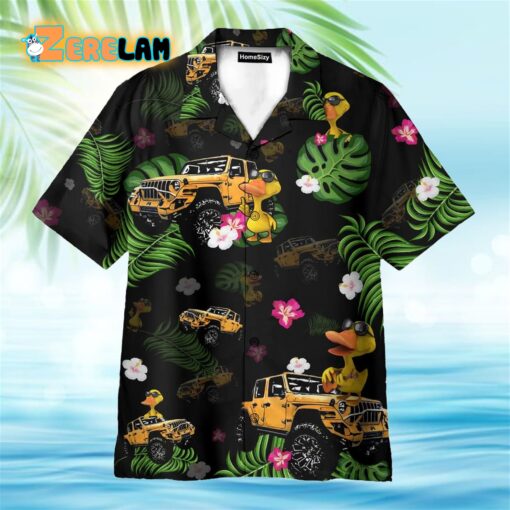 Yellow Jeep And Duck Tropical Hawaiian Shirt