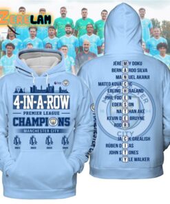 4-In-A-Row Premier League Champions Manchester 2021 2022 2023 2024 Hoodie