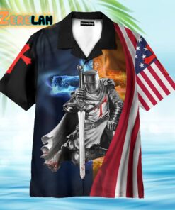 A Child Of God American Flag Fire Knight Jesus Christ Christian Hawaiian Shirt