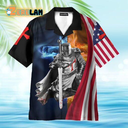 A Child Of God American Flag Fire Knight Jesus Christ Christian Hawaiian Shirt