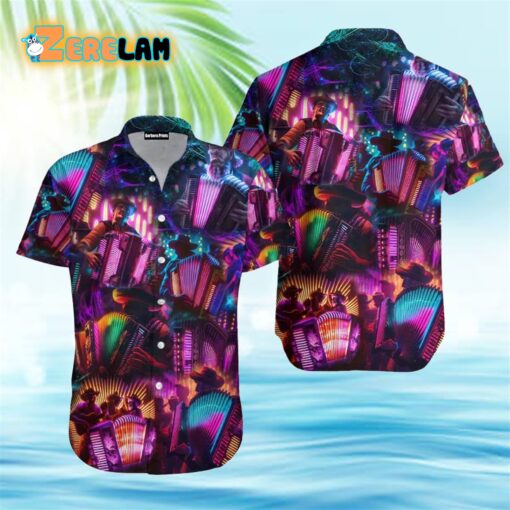 Accordion Player Accordion Neon Colorful Hawaiian Shirt