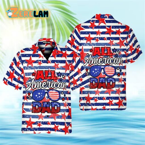 All American Dad Retro Vintage Patriotism Hawaiian Shirt