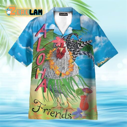 Aloha Farm Rooster Friends On The Beach Hawaiian Shirt