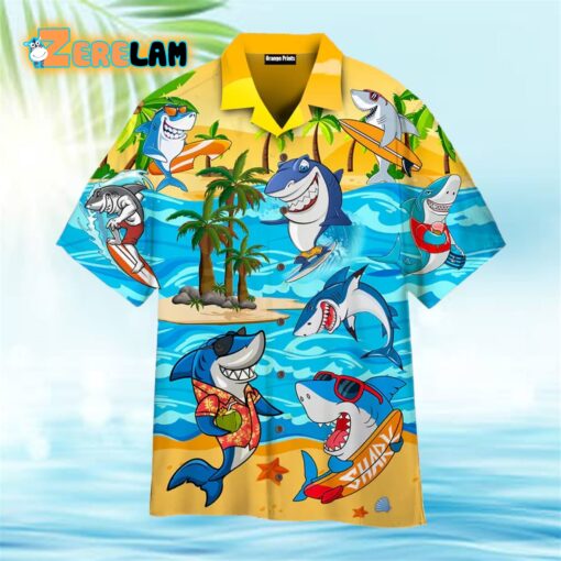 Aloha Shark In Summer Hawaiian Shirt