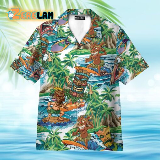 Aloha Summer Tiki Tiki Surfing Hawaiian Shirt
