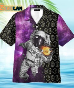 Astronaut Handles Bitcoin In The Galaxy Hawaiian Shirt