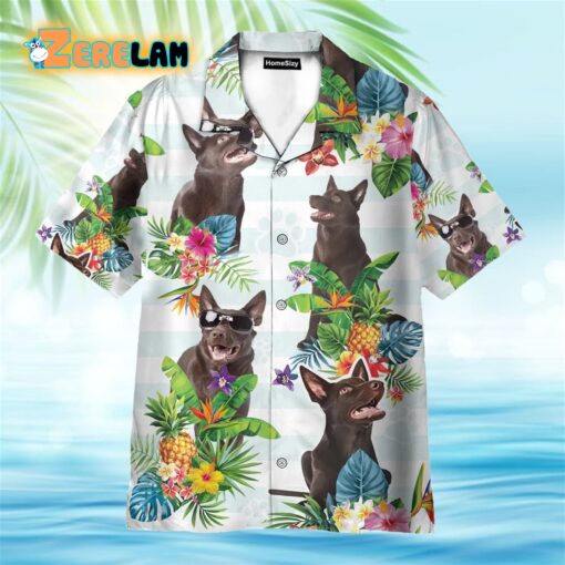 Australian Kelpie Dog Tropical Flower Hawaiian Shirt