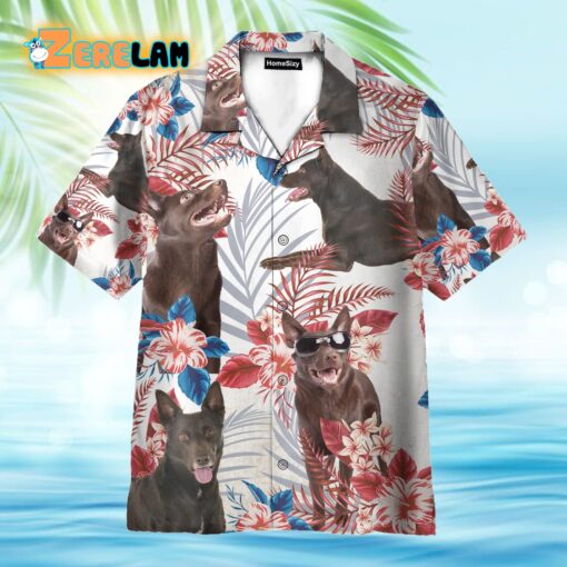 Australian Kelpie Tropical Leaves Pattern Hawaiian Shirt