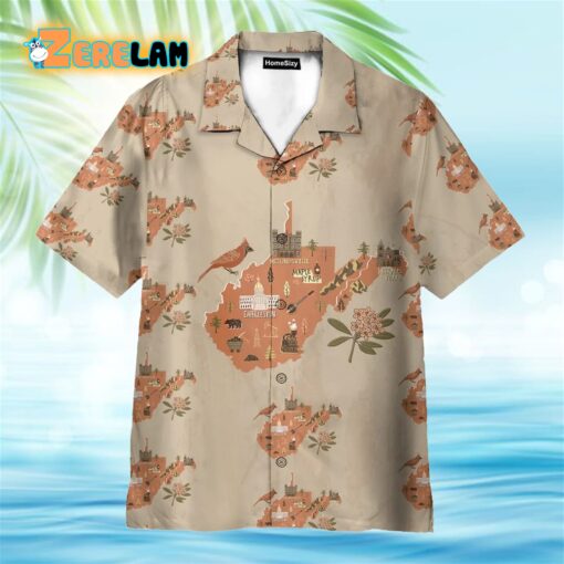 Awesome West Virginia Map Tropical Hawaiian Shirt