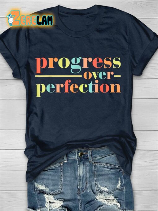 Back To School Progress Over Perfection Vintage Teachers T-shirt