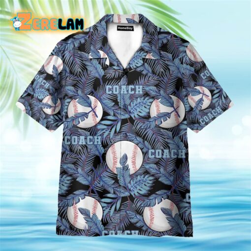 Baseball Coach Blue Tropical Hawaiian Shirt