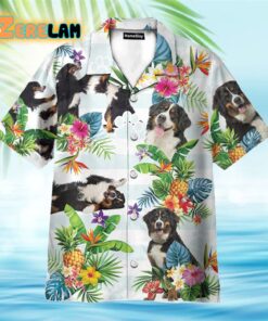 Basic Bernese Mountain Dog Tropical Flowers Pattern Hawaiian Shirt