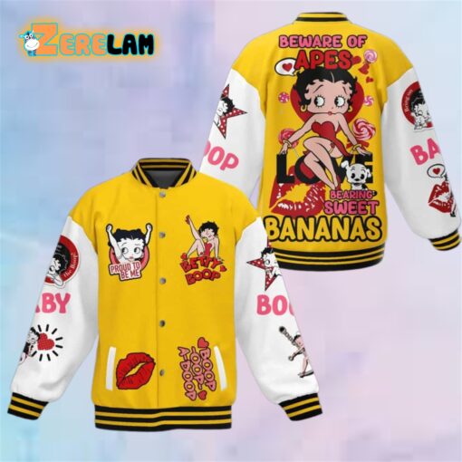 Betty Boop Proud To be Me Beware Of Apes Bearing Sweet Bananas Baseball Jacket