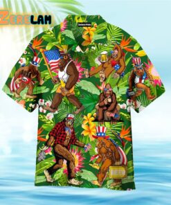 Bigfoot Drink Beer To Happy Independence Day Tropical Hawaiian Shirt