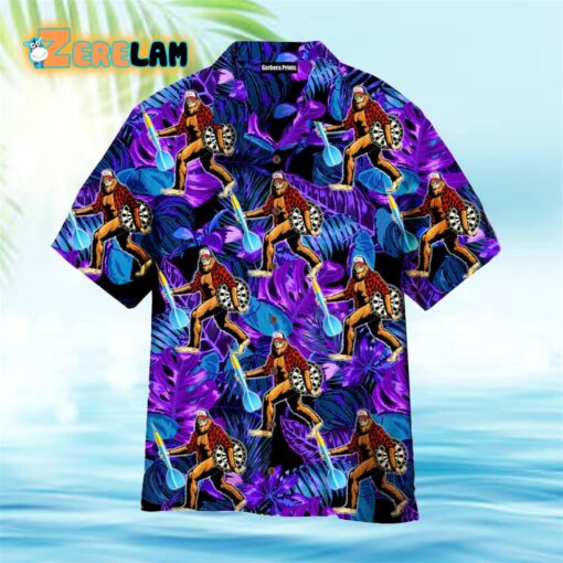 Bigfoot Play Dart Tropical Neon Hawaiian Shirt