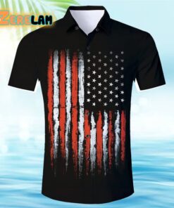 Black American Flag Hawaiian Shirt