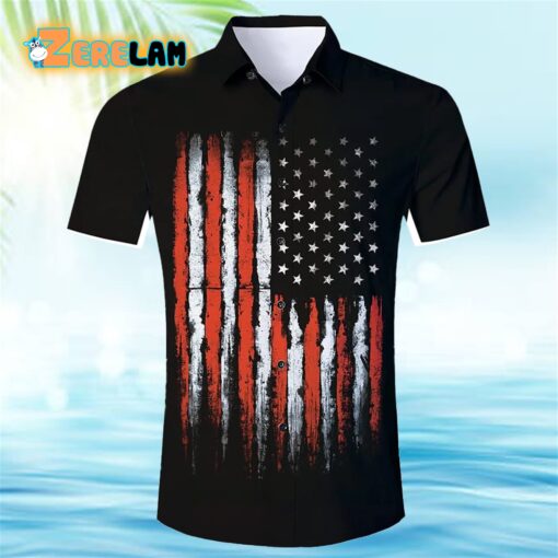 Black American Flag Hawaiian Shirt