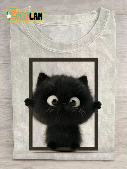 Black Cat Art Print T-shirt