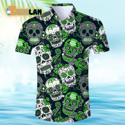 Blue Rose Skull Hawaiian Shirt