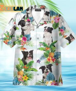Border Collie Dog Tropical Flower Hawaiian Shirt