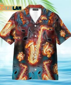 Burning Melodies Of Saxophone Tropical Hawaiian Shirt