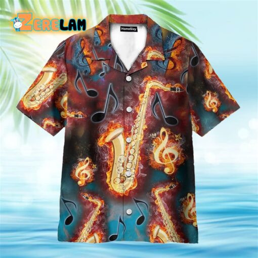 Burning Melodies Of Saxophone Tropical Hawaiian Shirt