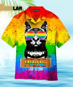 Cat Happy Pride Day Love Is Love Hawaiian Shirt