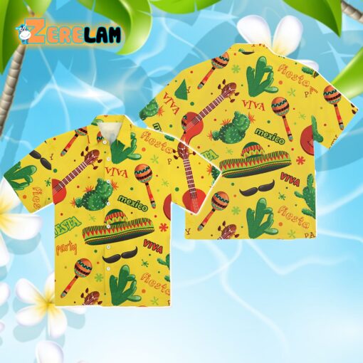 Cinco De Mayo Mexico Cactus Beach Yellow Hawaiian Shirt