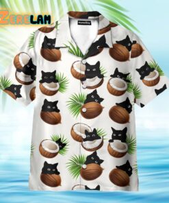 Coconut And Black Cat On Summer Vacation Hawaiian Shirt