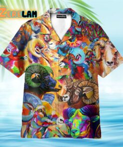 Colorful Bighorn Sheep Watercolor Painting Hawaiian Shirt