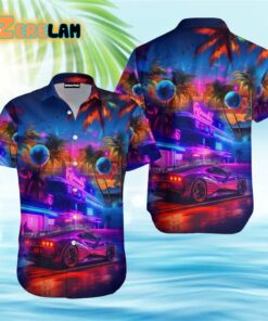 Corvette Car Gift for Car Lovers Colorful Neon Hawaiian Shirt