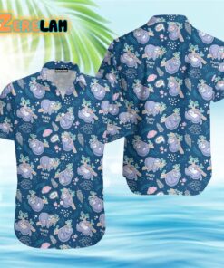 Cute Sloth Blue Tropical Hawaiian Shirt
