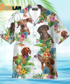 Dachshund Dog Tropical Flower Hawaiian Shirt