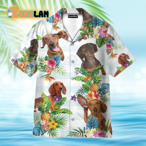 Dachshund Dog Tropical Flower Hawaiian Shirt