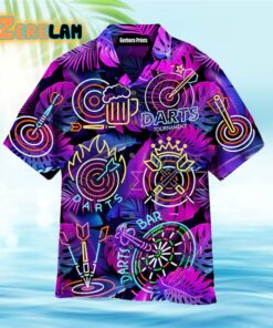 Darts I’m Sexy And I Throw It Neon Tropical Palm Leaves Pattern Purple Hawaiian Shirt