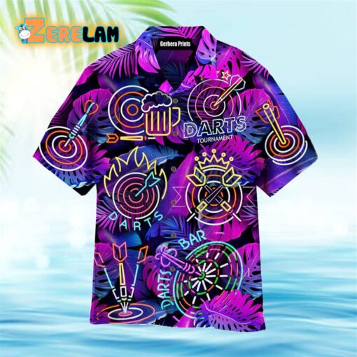 Darts I’m Sexy And I Throw It Neon Tropical Palm Leaves Pattern Purple Hawaiian Shirt