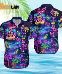 Flamingo Party Night Neon Hawaiian Shirt