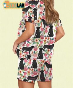 Floral Black Labrador Pajama Set 2