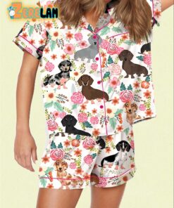 Floral Dachshund Pajama Set