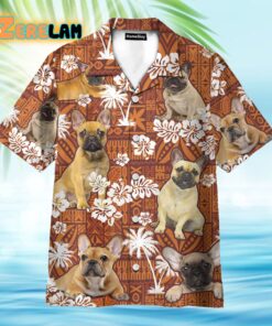French Bulldog Red Tribal Pattern Hawaiian Shirt