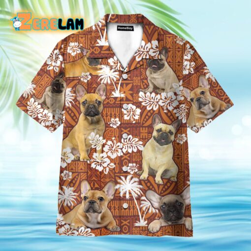 French Bulldog Red Tribal Pattern Hawaiian Shirt