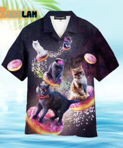 Funny Cat In Space Donuts Hawaiian Shirt