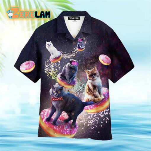 Funny Cat In Space Donuts Hawaiian Shirt