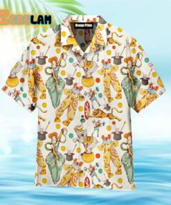 Funny Cat On Vintage Tropical Hawaiian Shirt