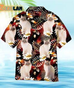 Funny Cat On Vintage Exotic Tropical Hawaiian Shirt