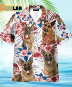 German Shepherd Tropical Leaves Pattern Hawaiian Shirt