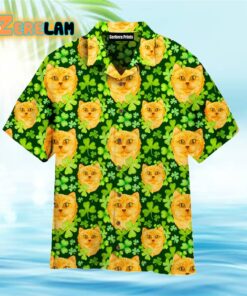 Ginger Cat In Clover Pattern Hawaiian Shirt