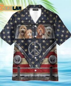 Goldendoodle Flag Hippie Bus Hawaiian Shirt